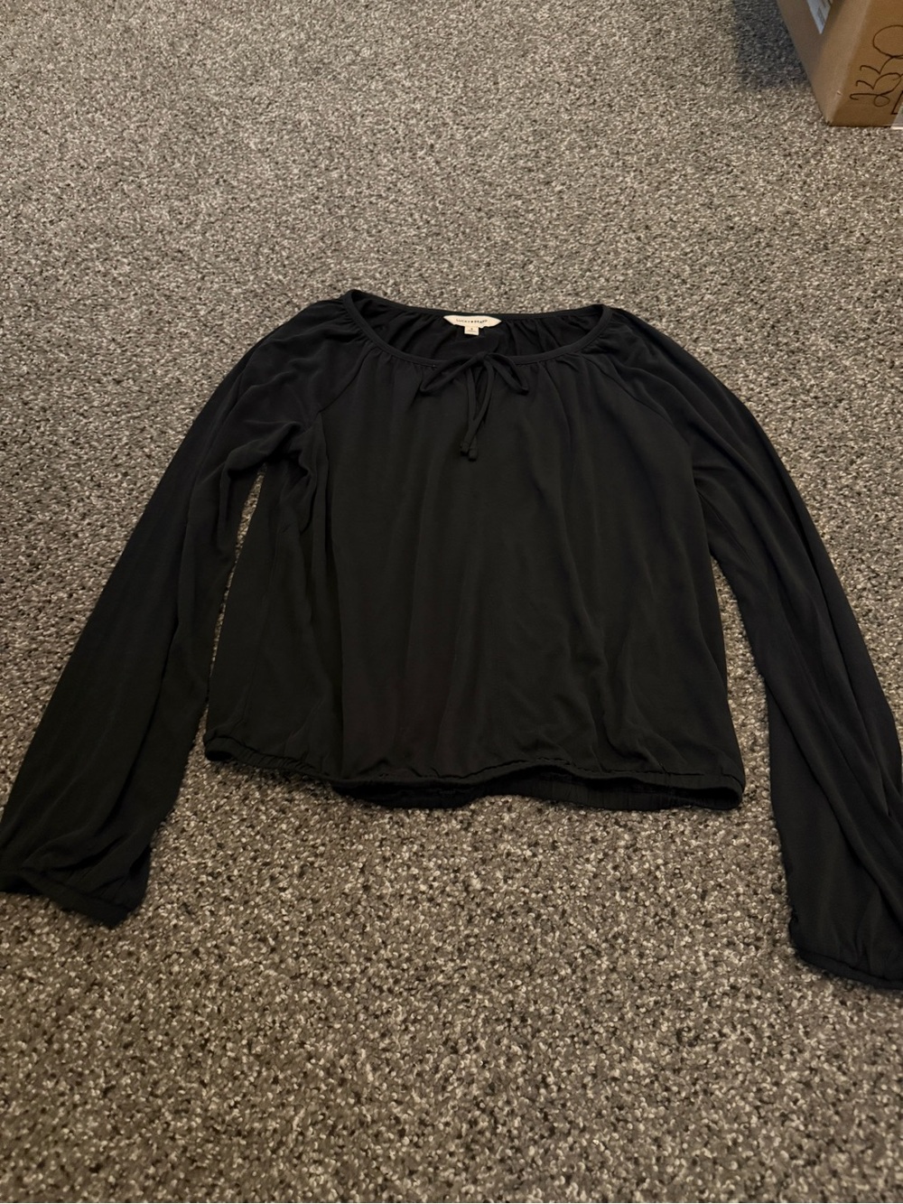 Lucky Brand Black Long-Sleeve Tie-Neck Blouse